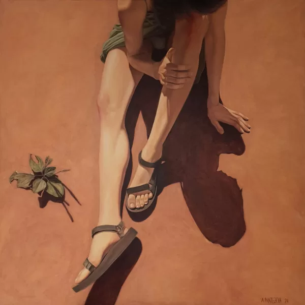 "Rokas stiepiena attālumā", 120x120cm, audekls/eļļa, 2024. Pieejams