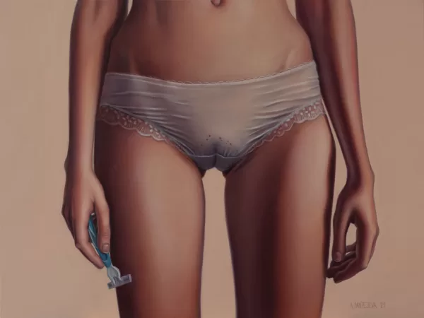 "Skūšanās situācija", audekls/eļļa, 60x80cm, 2022. Pieejams
